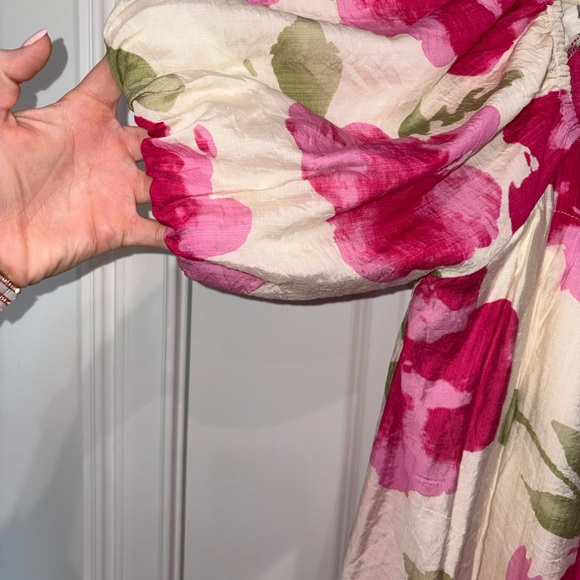 Umgee Pink and White/cream  Off-Shoulder Dress - Picture 3 of 5